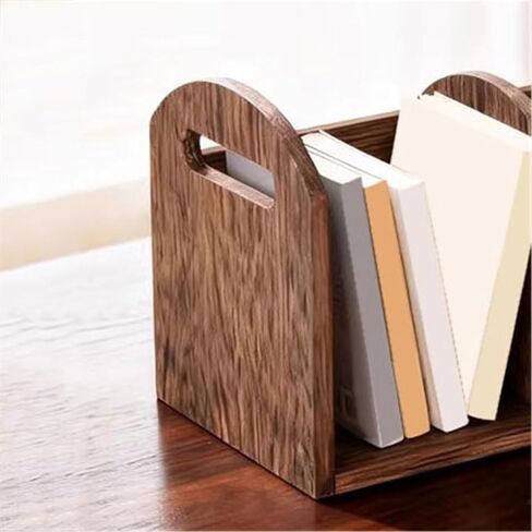 Bookshelf Wooden Three-Compartment Desktop Bookshelf, Home Office Storage Rack for CDs Magazine for Living Room Home Office in Kuwait