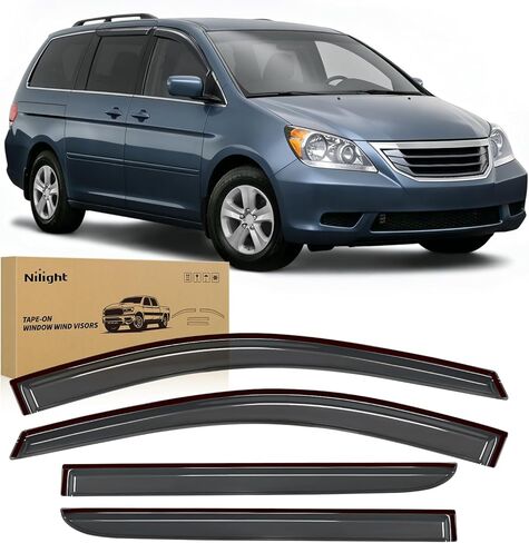 Nilight Window Visors Rain Guards for Honda Odyssey 2005 2006 2007 2008 2009 2010, Outside Mount Window Deflectors for Fresh Air Circulation, Crack Window Open in Rain, Smoke Tinted, 4PCS in Kuwait
