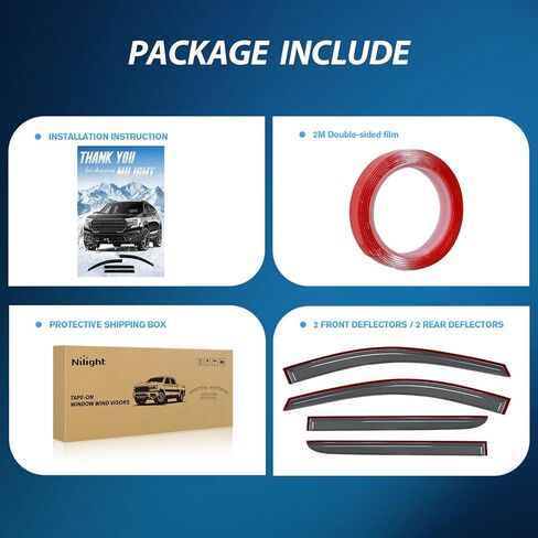 Nilight Window Visors Rain Guards for Honda Odyssey 2005 2006 2007 2008 2009 2010, Outside Mount Window Deflectors for Fresh Air Circulation, Crack Window Open in Rain, Smoke Tinted, 4PCS in Kuwait