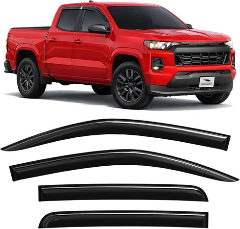 Voron Glass Tape-on Extra Durable Rain Guards for Chevy Colorado 2023-2026 Crew Cab, Window Deflectors, Vent Window Visors, 4 Pieces - 100831 in Saudi Arabia