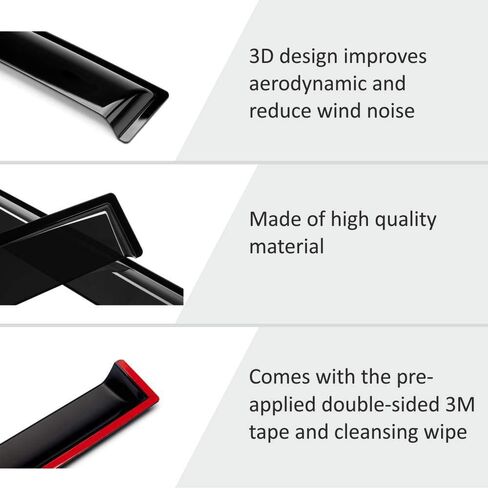 Voron Glass Tape-on Extra Durable Rain Guards for Chevy Colorado 2023-2026 Crew Cab, Window Deflectors, Vent Window Visors, 4 Pieces - 100831 in Saudi Arabia
