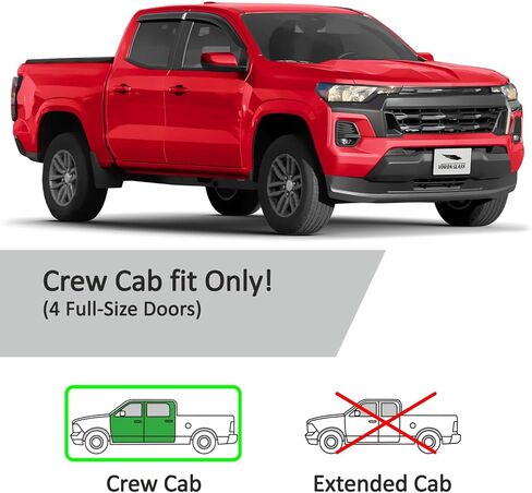 Voron Glass Tape-on Extra Durable Rain Guards for Chevy Colorado 2023-2026 Crew Cab, Window Deflectors, Vent Window Visors, 4 Pieces - 100831 in Saudi Arabia