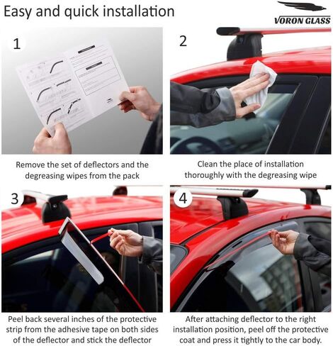 Voron Glass Tape-on Extra Durable Rain Guards for Chevy Colorado 2023-2026 Crew Cab, Window Deflectors, Vent Window Visors, 4 Pieces - 100831 in Saudi Arabia