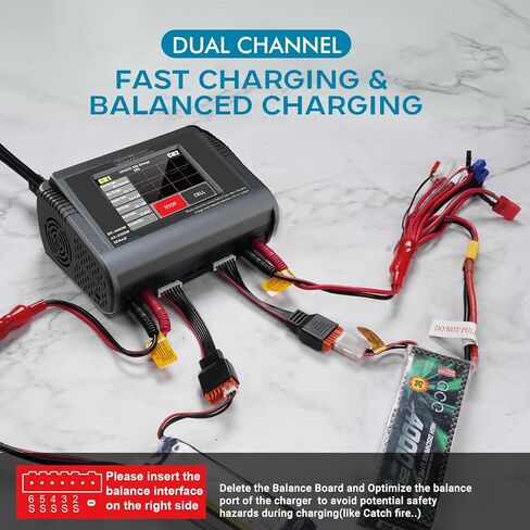LiPo Charger RC Dual Battery Charger Discharger Large Screen 10A Fast Balance Battery Charger for RC Car Drone 1-6S LiPo Li-ion Life LiHV 1-15S NiCD NiMH 2-20V PB Smart Batteries in Saudi Arabia
