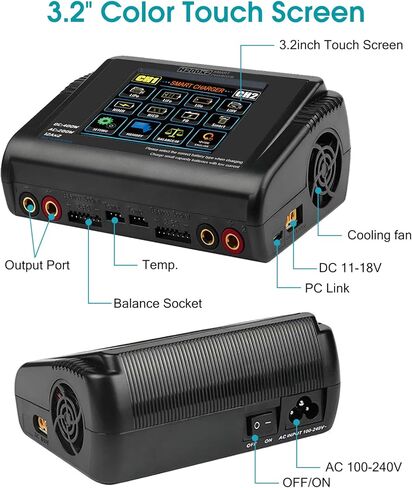 LiPo Charger RC Dual Battery Charger Discharger Large Screen 10A Fast Balance Battery Charger for RC Car Drone 1-6S LiPo Li-ion Life LiHV 1-15S NiCD NiMH 2-20V PB Smart Batteries in Saudi Arabia