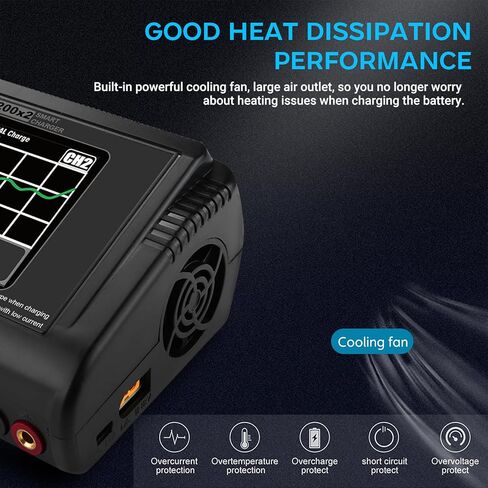 LiPo Charger RC Dual Battery Charger Discharger Large Screen 10A Fast Balance Battery Charger for RC Car Drone 1-6S LiPo Li-ion Life LiHV 1-15S NiCD NiMH 2-20V PB Smart Batteries in Saudi Arabia