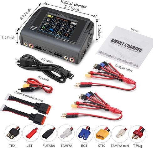 LiPo Charger RC Dual Battery Charger Discharger Large Screen 10A Fast Balance Battery Charger for RC Car Drone 1-6S LiPo Li-ion Life LiHV 1-15S NiCD NiMH 2-20V PB Smart Batteries in Saudi Arabia