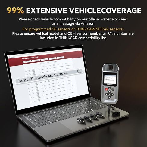 أداة استشعار THINKCAR VENU90 TPMS - 6 في 1 أداة تشخيص الماسح الضوئي OBD2 برمجة أجهزة استشعار THINKCAR/MUCAR (315/433 ميجاهرتز) فقط التشخيص/التنشيط/قراءة واضحة DTCs/إعادة الضبط/التاريخ المباشر/تحديثات Wi-Fi مدى الحياة in Kuwait