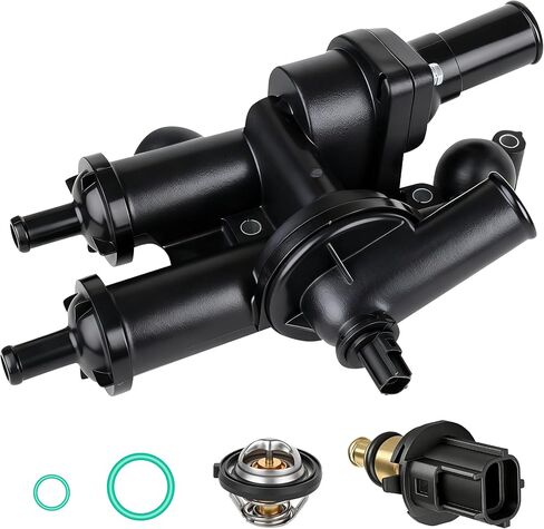 Thermostat Housing Assembly with Sensor 68003582AB - Compatible For Dodge Journey 09-20,Avenger 08-14,Caliber 07-12，For Jeep Compass 07-16，For Chrysler 200 11-14，Sebring 08-10, 4Cyl 2.4L DOHC Engine in Saudi Arabia