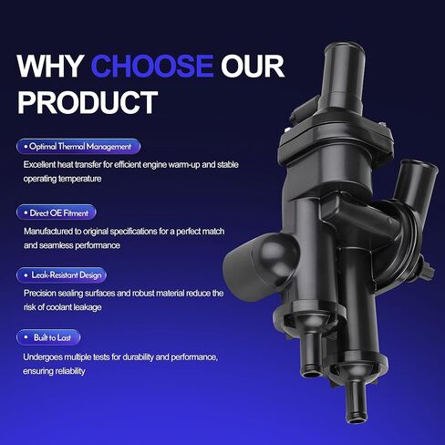 Thermostat Housing Assembly with Sensor 68003582AB - Compatible For Dodge Journey 09-20,Avenger 08-14,Caliber 07-12，For Jeep Compass 07-16，For Chrysler 200 11-14，Sebring 08-10, 4Cyl 2.4L DOHC Engine in Saudi Arabia