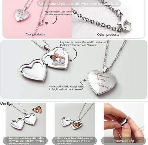 Preserved Rose in A Box Forever Red Roses Heart Box to My Love Eternal Flower Box for Her Girlfriend Wife Mom Preserved Roses with Custom Photo Necklace Cherish These in Saudi Arabia