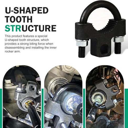 Car Steering Wheel Inner Ball Head Rudder Wrench, U-shaped Tooth Pressure Non-slip Structure Metal Rocker Arm Detach Installation Tool, Vehicle Tie Rod Installation Accessories (Black) in Kuwait