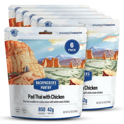 Backpacker's Pantry Pad Thai with Chicken | Freeze Dried Backpacking & Camping Food | Emergency Food | 44 Grams of Protein, Gluten-Free | 6 Count in Saudi Arabia