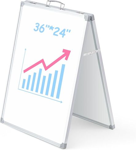 Lincia 36 x 24 Inch Portable Dry Erase Board with Stand, Foldable White Board Double Sided Whiteboard Easel, Silver Aluminum Frame with Metal Handle for Office Home School Teaching Demonstration in Kuwait