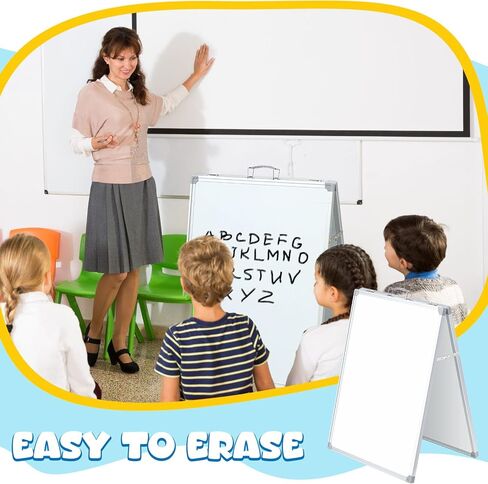 Lincia 36 x 24 Inch Portable Dry Erase Board with Stand, Foldable White Board Double Sided Whiteboard Easel, Silver Aluminum Frame with Metal Handle for Office Home School Teaching Demonstration in Kuwait