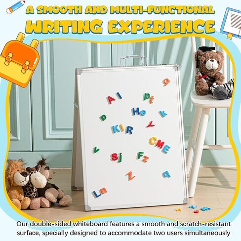 Lincia 36 x 24 Inch Portable Dry Erase Board with Stand, Foldable White Board Double Sided Whiteboard Easel, Silver Aluminum Frame with Metal Handle for Office Home School Teaching Demonstration in Kuwait
