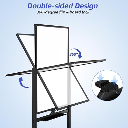 VOWNER Magnetic Mobile Whiteboard, 40" x 24" Double-Sided Dry Erase Board with Stand, Includes a Pen, Eraser, and Magnetic Buttons, Aluminum Frame Rolling Whiteboard for Home, Office, or Classroom in Saudi Arabia
