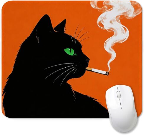 Funny Black Cat Mouse Pad for Desk, Black Cat Lover Gifts, Mid Century Modern Kitty Mousepads with Anti-Slip Rubber Base for Computer Laptop Home Office Desk Accessories, 9.5x7.9 Inch in Saudi Arabia