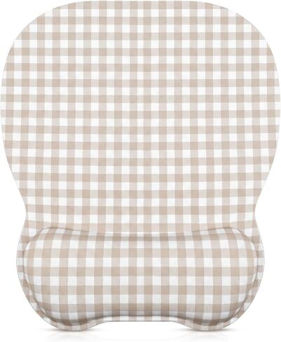 Sabary Khaki Checkered Mouse Pad with Wrist Rest Cute Ergonomic Mouse Pad with Memory Foam Wrist Rest Cushion for Desk Accessories Laptop, Computer, Gaming, Office, 9.5'' x 8.5'' in Kuwait