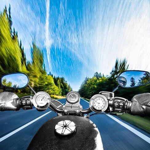 7/8" 1" Handlebar Chrome White Dial Clock and Thermometer for Yamaha for Kawasaki for Suzuki (White) in Saudi Arabia