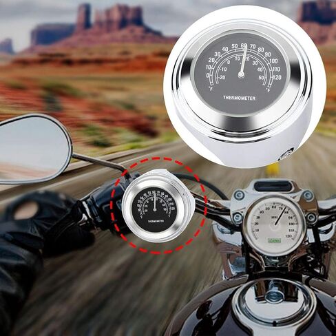 Aramox Handlebar Thermometer, 22-25mm Motorcycle Handlebar Mount Temp Accessories (Black) in Kuwait