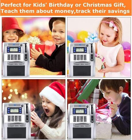 Luqeeg ATM Piggy Bank, with Voice Prompt and LCD Screen, Recognition, Bill Feeder, Balance Calculator, PIN Code, Kids Electronic Savings Safe Box, Debit Card in Saudi Arabia