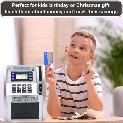 Luqeeg ATM Piggy Bank, with Voice Prompt and LCD Screen, Recognition, Bill Feeder, Balance Calculator, PIN Code, Kids Electronic Savings Safe Box, Debit Card in Saudi Arabia