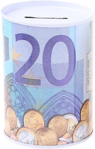 Thereisno Euro Dollar Shaped Money Box Safe Cylinder Piggy Bank Banks for Coins Deposit Storage Boxes Tinplate Box Home Decoration Piggy Bank in Saudi Arabia