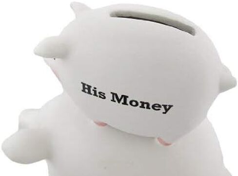 Young's Inc. بنك الخنزير الخزفي His Money/Her Money - 7 بوصة طول × 4 بوصة عرض × 8 بوصة ارتفاع - هدايا خطوبة للأزواج in Kuwait
