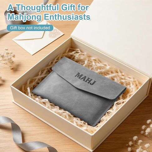 PU Leather Mahjong Card Holder, Magnetic Snap Closure, Fits Standard Mahjong Tile Cards & Accessories, Portable Travel Card Organizer for Game Night, Great Mahjong Gift for Women and Men (Medium Gray) in Kuwait