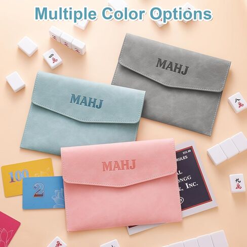 PU Leather Mahjong Card Holder, Magnetic Snap Closure, Fits Standard Mahjong Tile Cards & Accessories, Portable Travel Card Organizer for Game Night, Great Mahjong Gift for Women and Men (Medium Gray) in Kuwait
