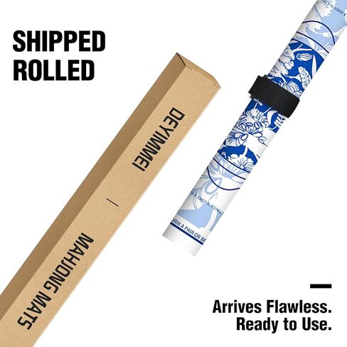 Deyimmei Neoprene Mahjong Mat for Table 31.5"x31.5" - Non-Slip, Noise Reduction Cover with Storage Pockets, American Rules & Crease-Free Rolled Shipping (Ceramic Blooms) in Saudi Arabia