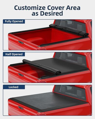 6.4 Ft (76.8 in) Soft Roll-up Truck Bed Tonneau Cover Compatible with 2002-2023 Dodge Ram 1500, 2019-2021 Ram 1500 Classic Only, 2003-2016 Dodge Ram 2500/3500 Standard in Saudi Arabia