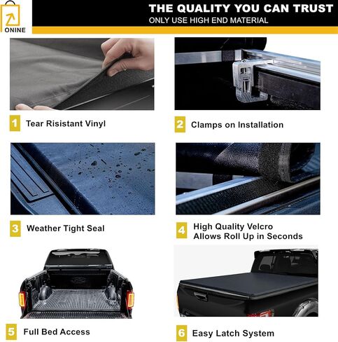 ONINE AWR غطاء سرير شاحنة ناعم قابل للطي مناسب حسب الطلب 2019-2026 Chevy Silverado/GMC Sierra 1500 5.8ft Bed(69")، Fleetside، جميع الأحوال الجوية، وليس لسرير CarbonPro in Kuwait