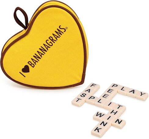 لعبة كلمات I Heart Bananagrams - لعبة تهجئة وجناس ناقص سريعة الخطى في حقيبة خاصة على شكل قلب، لعبة عائلية ولعبة سفر، 144 بلاطة حرف، 1-8 لاعبين، متعة التلاعب بالكلمات التعليمية للأعمار من 7 سنوات فما فوق in Kuwait