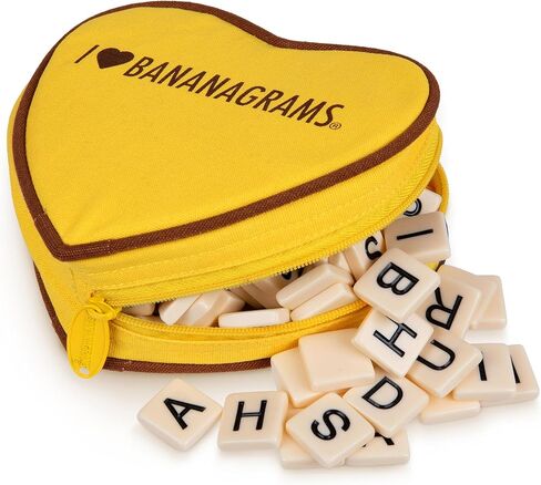 لعبة كلمات I Heart Bananagrams - لعبة تهجئة وجناس ناقص سريعة الخطى في حقيبة خاصة على شكل قلب، لعبة عائلية ولعبة سفر، 144 بلاطة حرف، 1-8 لاعبين، متعة التلاعب بالكلمات التعليمية للأعمار من 7 سنوات فما فوق in Kuwait