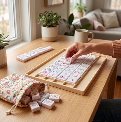 Solo Mahjong Practice Board for Beginners,Real Game Simulation Trainer,Pattern Recognition Learning Aid,Portable Solo Mahjong Tray for NMJL Practice,Fits Tiles up to 1.25 x 0.9 Inches. in Saudi Arabia
