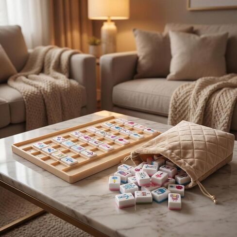 Solo Mahjong Practice Board for Beginners,Real Game Simulation Trainer,Pattern Recognition Learning Aid,Portable Solo Mahjong Tray for NMJL Practice,Fits Tiles up to 1.25 x 0.9 Inches. in Saudi Arabia