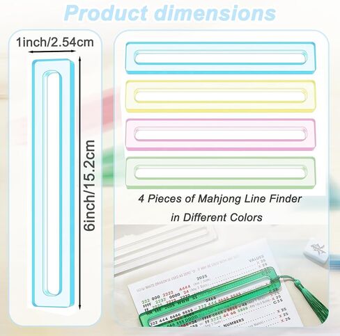 4Pcs Mahjong Line Finder, Acrylic Line Reader, Thickened Rules Helper for Beginners, Ideal for Game Nights, Parties & Tournaments, Mahjong Accessories Gift for Players in Kuwait