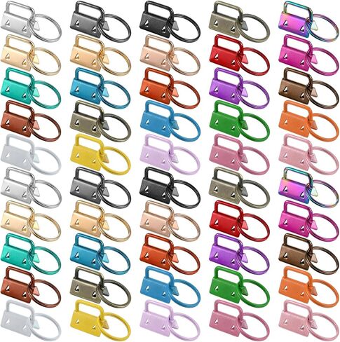 50 Pcs Key Fob Hardware Set, 1 Inch 25 Colors Key Chain Fob Wristlet Hardware with Keys Rings Bulk for Wristlet Lanyard and Keys Chain Making Supplies in Kuwait