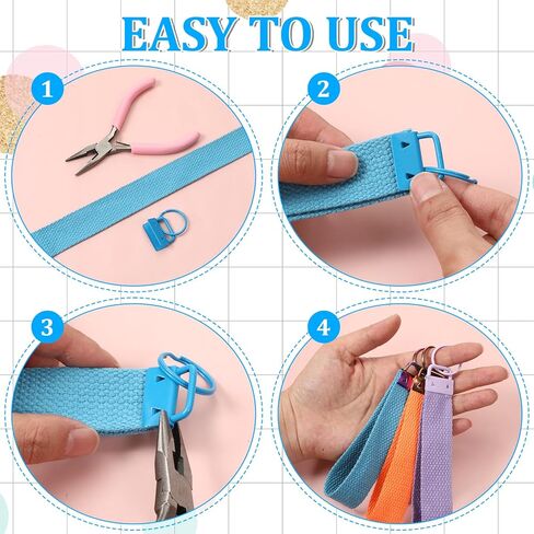 50 Pcs Key Fob Hardware Set, 1 Inch 25 Colors Key Chain Fob Wristlet Hardware with Keys Rings Bulk for Wristlet Lanyard and Keys Chain Making Supplies in Kuwait