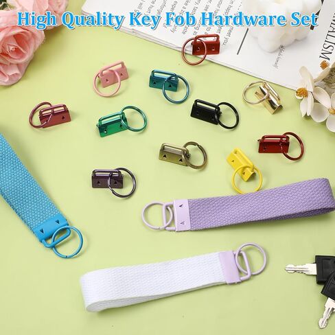 50 Pcs Key Fob Hardware Set, 1 Inch 25 Colors Key Chain Fob Wristlet Hardware with Keys Rings Bulk for Wristlet Lanyard and Keys Chain Making Supplies in Kuwait