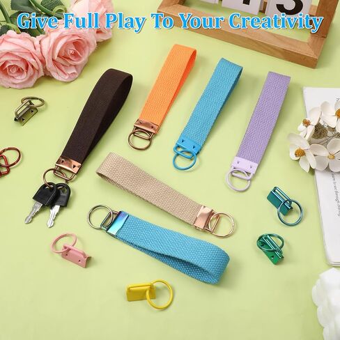 50 Pcs Key Fob Hardware Set, 1 Inch 25 Colors Key Chain Fob Wristlet Hardware with Keys Rings Bulk for Wristlet Lanyard and Keys Chain Making Supplies in Kuwait