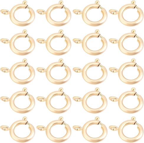 Beebeecraft 1 Box 20Pcs Spring Ring Clasps 16x13.5x2mm Small 18K Gold Plated Brass Round Necklace Clasps and Closures Replacement for Jewelry Making Bracelets Charms DIY Craft (Hole: 2.7mm) in Kuwait