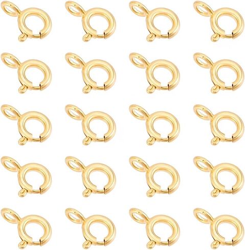 Beebeecraft 1 Box 20Pcs Spring Ring Clasps 16x13.5x2mm Small 18K Gold Plated Brass Round Necklace Clasps and Closures Replacement for Jewelry Making Bracelets Charms DIY Craft (Hole: 2.7mm) in Kuwait
