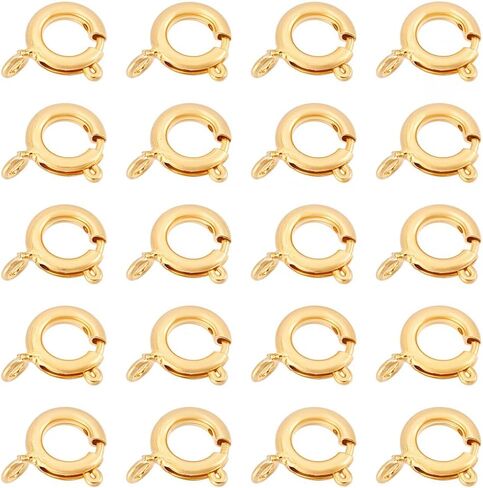 Beebeecraft 1 Box 20Pcs Spring Ring Clasps 16x13.5x2mm Small 18K Gold Plated Brass Round Necklace Clasps and Closures Replacement for Jewelry Making Bracelets Charms DIY Craft (Hole: 2.7mm) in Kuwait
