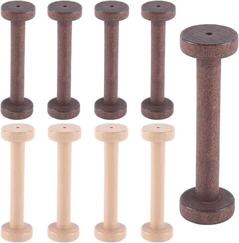 SUNNYCLUE 10Pcs 2 Colors Wooden Spools Wood Thread Bobbin 3.8 Inch Empty Ribbon Spools Textile Rope Wire Crochet Cord Weaving Embroidery Bobbin for Sewing Arts Crafts Organizing Thread Twine Ribbon in Kuwait