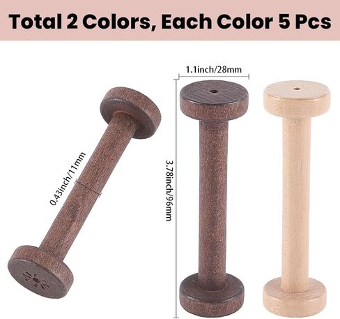 SUNNYCLUE 10Pcs 2 Colors Wooden Spools Wood Thread Bobbin 3.8 Inch Empty Ribbon Spools Textile Rope Wire Crochet Cord Weaving Embroidery Bobbin for Sewing Arts Crafts Organizing Thread Twine Ribbon in Kuwait