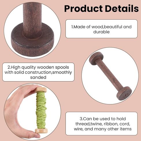 SUNNYCLUE 10Pcs 2 Colors Wooden Spools Wood Thread Bobbin 3.8 Inch Empty Ribbon Spools Textile Rope Wire Crochet Cord Weaving Embroidery Bobbin for Sewing Arts Crafts Organizing Thread Twine Ribbon in Kuwait