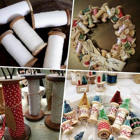 SUNNYCLUE 10Pcs 2 Colors Wooden Spools Wood Thread Bobbin 3.8 Inch Empty Ribbon Spools Textile Rope Wire Crochet Cord Weaving Embroidery Bobbin for Sewing Arts Crafts Organizing Thread Twine Ribbon in Kuwait